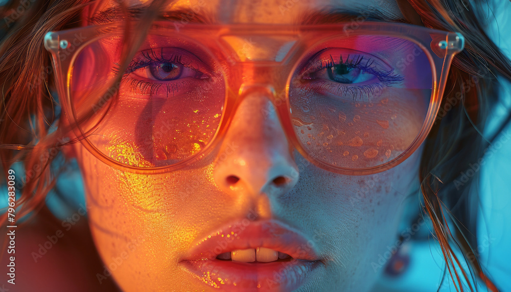 Stylish eyewear ad: Vivid double exposure scene.generative ai Stylish eyewear ad: Vivid double exposure scene.generative ai