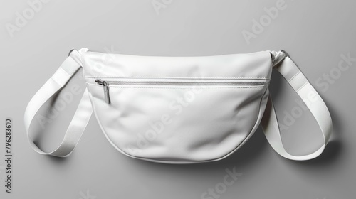 Top View of White Waist Bag Mockup with Zipper - Ideal for Showing Off your Pouch and Belt Style