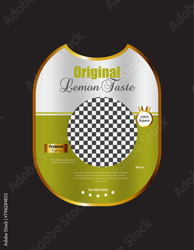 Lemon fruit jam or jar label design. green color label template design