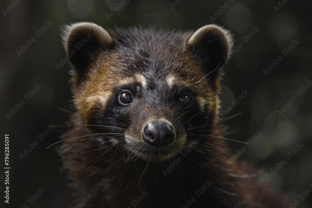 Fototapeta premium Wolverine Wildlife Portrait: Majestic and Fierce Brown Mammal with Wild Nature and Cute Ferret-Like