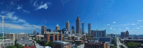 Downtown Skyline: A Stunning View of Urban Architecture with Prominent Skyscrapers and