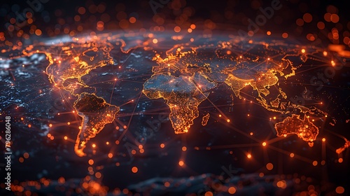Create a high-resolution digital image showcasing the global network of SWIFT, visualizing the complex web of banks and financial institutions connected across continents.