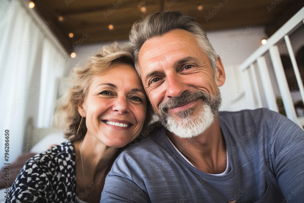 Romantic senior couple spending time together indoors generative AI Romantic senior couple spending time together indoors generative AI