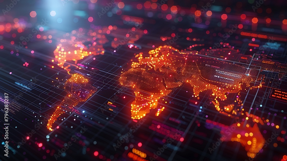 Design a digital visualization of an AI-powered dashboard used for global supply chain management. Design a digital visualization of an AI-powered dashboard used for global supply chain management.