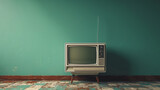 modern television, realistic, background chroma plain green,generative ai