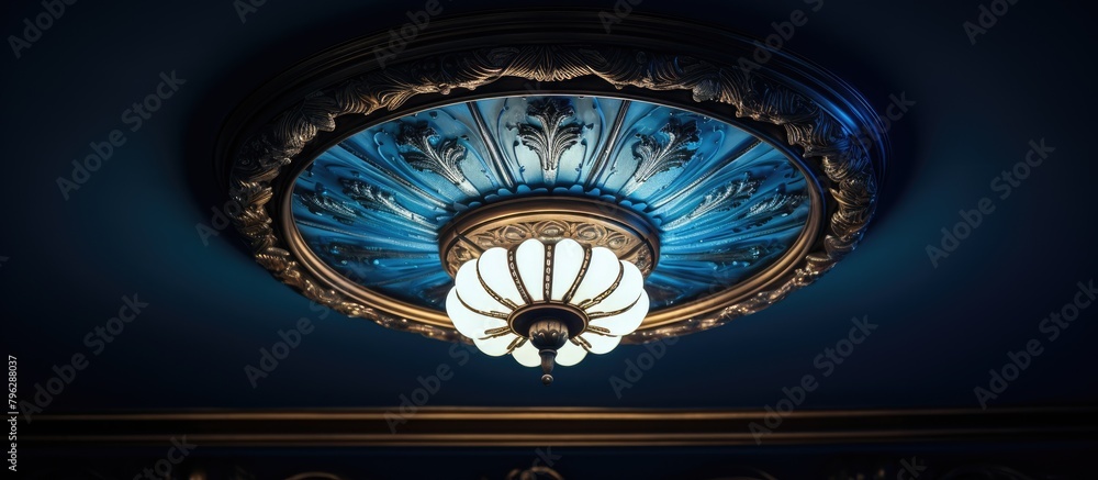 Obraz premium Close-up of a light fixture against blue wall