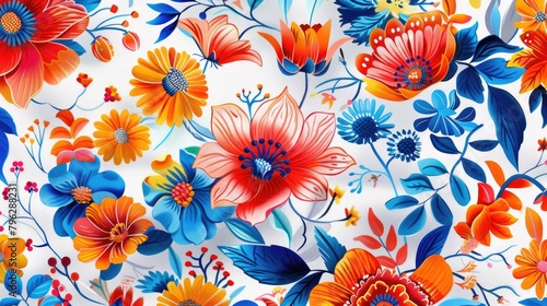 Vibrant close up of floral fabric  perfect for fashion or interior design projects