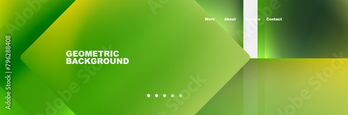 A grassy green and sunny yellow geometric design featuring squares, arrows, circles, and rectangles. This pattern is reminiscent of a terrestrial plant garden viewed through a macro photography lens