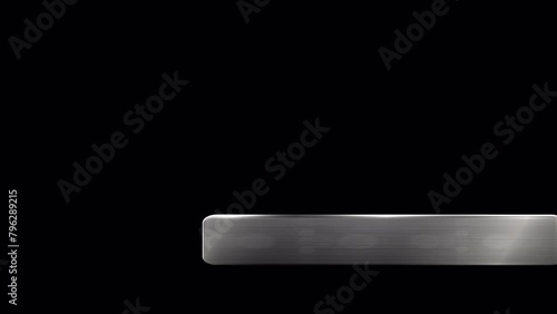 An Aluminum, silver-look Lower Third with alpha channel embedded. Semitransparent overlay, UltraHD resolution, and 7 seconds total duration.