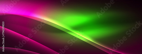 Vibrant colors of magenta and electric blue create a beautiful pattern resembling a terrestrial plant, shining against a dark background like a piece of art