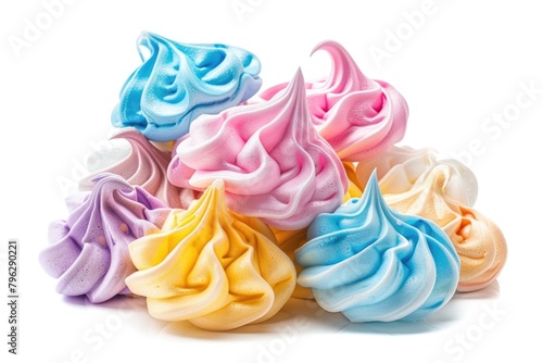 A pile of colorful meringue perfect for desserts and baking projects photo