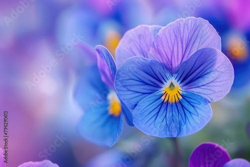 Spring Bloom  Close-up of Common Blue Violet Flower - Blue and Purple Bloom in Springtime