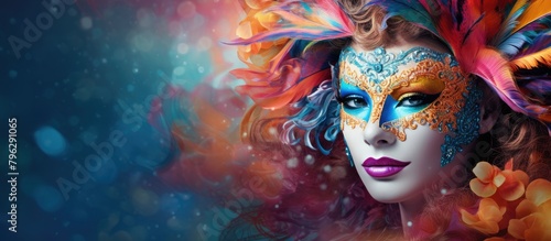 Woman in vibrant makeup and feathers on face © HN Works