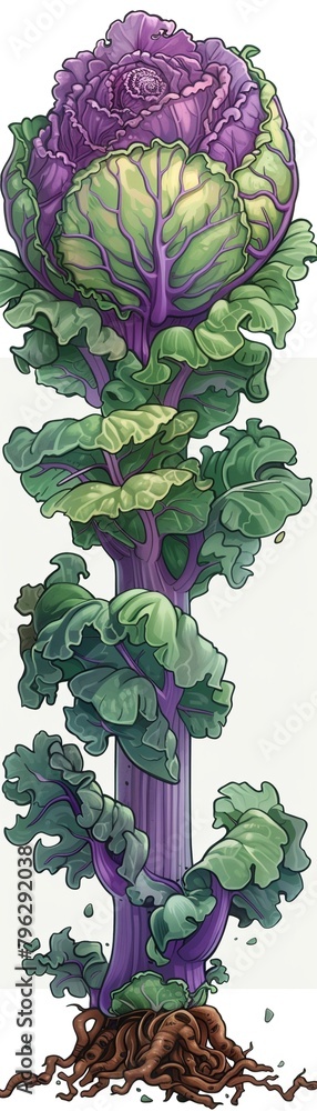 A whimsical illustration captures a little cabbage getting its pump on, creating a fun and entertaining image 8K , high-resolution, ultra HD,up32K HD - obrazy, fototapety, plakaty 