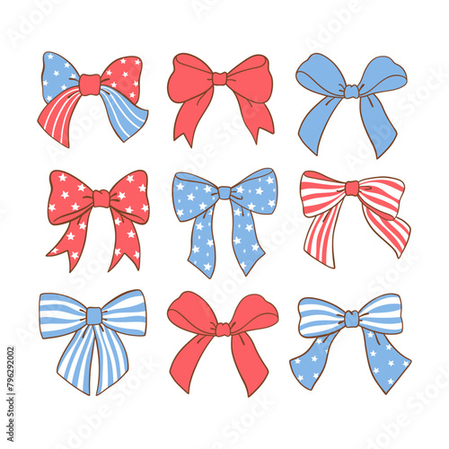 Draw coquette bow 4th of july Solf girl Independence day © anchalee