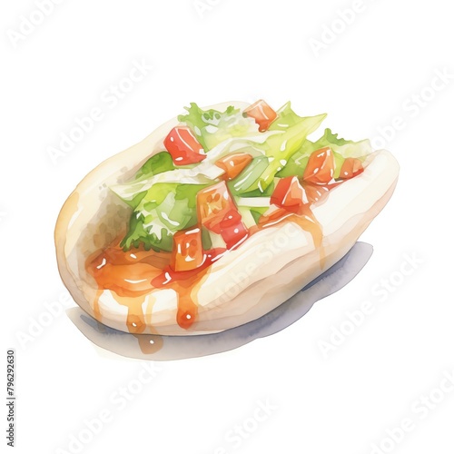 AsianStyle Toast, oyster sauce on bao with vegetables photo