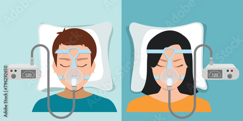 People with the oxygen mask fitted over a head.