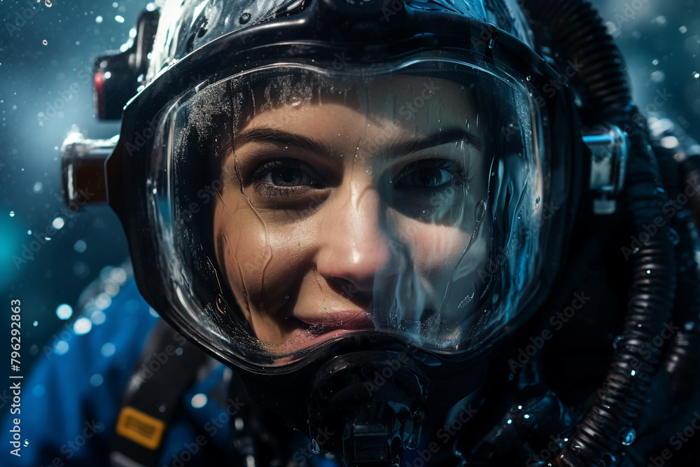 Scuba diver in the underwater made with generative AI Scuba diver in the underwater made with generative AI