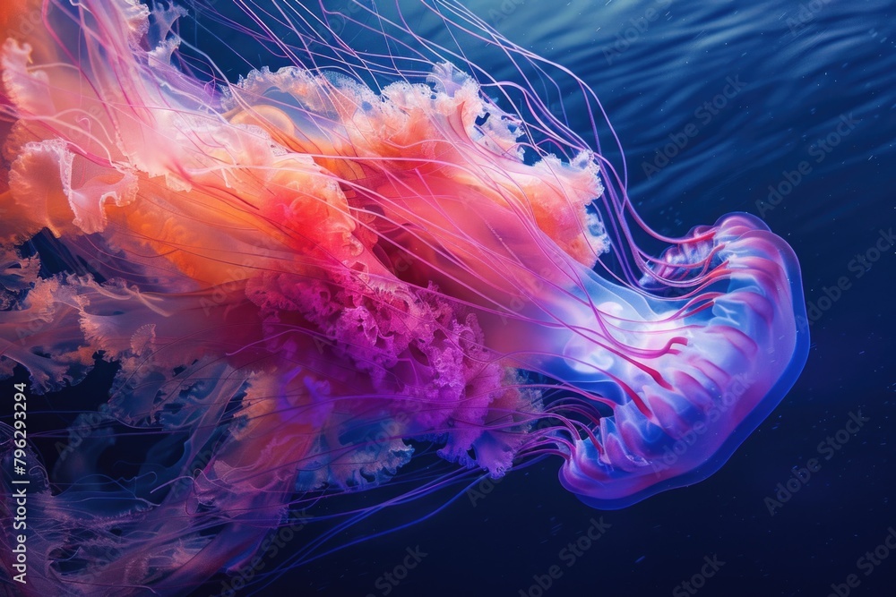 Fototapeta premium A jellyfish floating with its head above water, suitable for aquatic themes