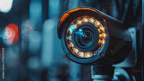 A closeup of a CCTV camera recording detailed footage, highlighting its role in security monitoring 8K , high-resolution, ultra HD,up32K HD photo