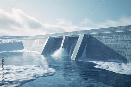 A picturesque view of a large body of water next to a building. Ideal for travel and real estate concepts