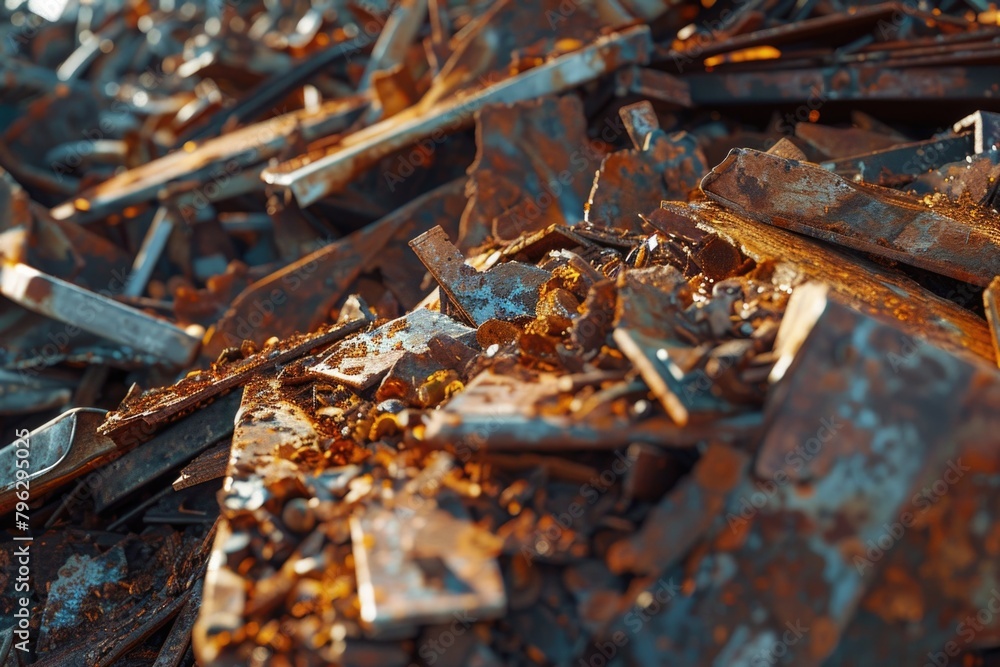 Rusted metal on a pile of rubble, suitable for industrial concepts Rusted metal on a pile of rubble, suitable for industrial concepts