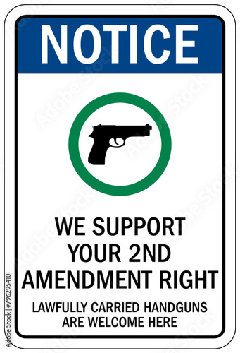 Gun allowed sign we support your 2nd amendment right
