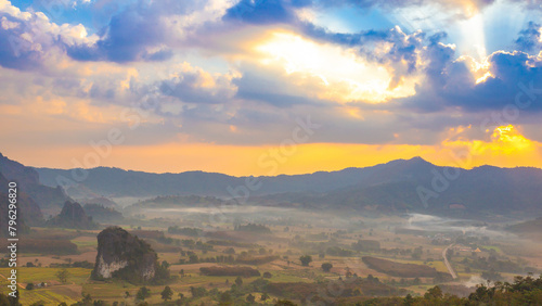 "Phu lang ka" Landscape photo of beautiful sunrise time at Phu lang ka , Phayao , Thailand.