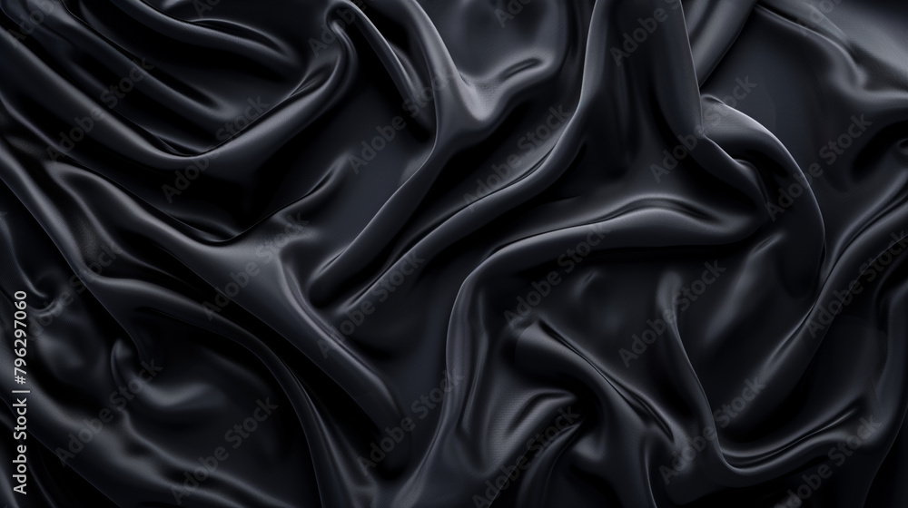 Luxurious black satin fabric with elegant drapery. Fabric texture. Minimal modern background. Generative AI Luxurious black satin fabric with elegant drapery. Fabric texture. Minimal modern background. Generative AI
