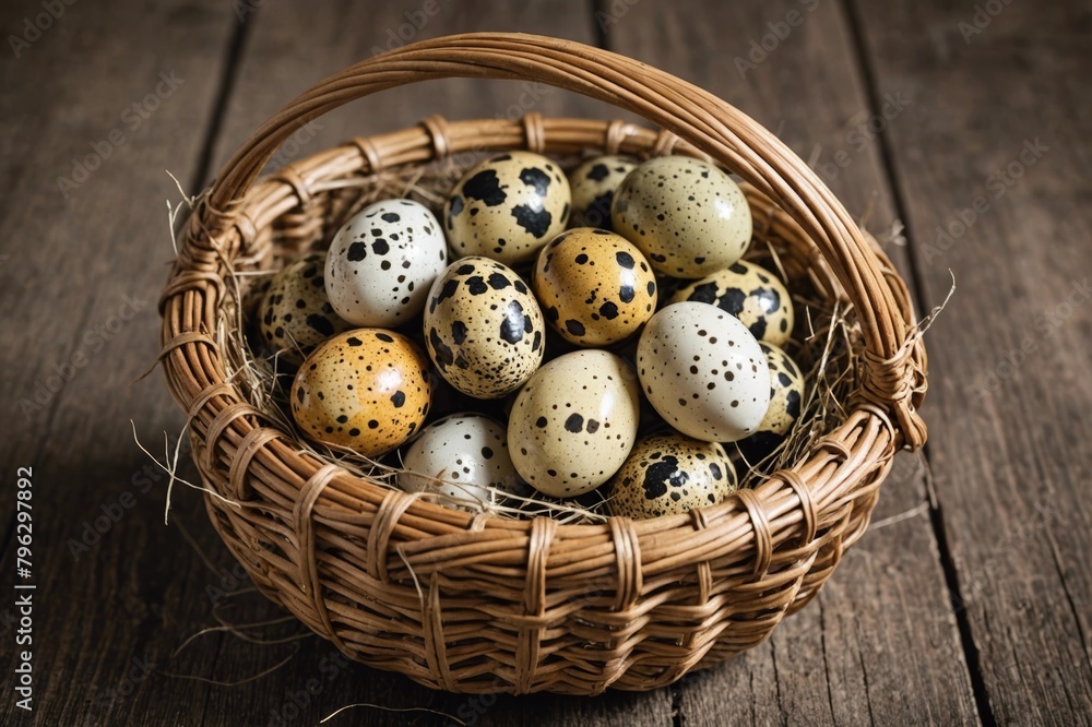 Fresh Quail eggs in a basket Fresh Quail eggs in a basket