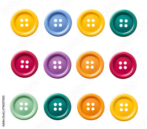 Multicolor buttons, transparent background