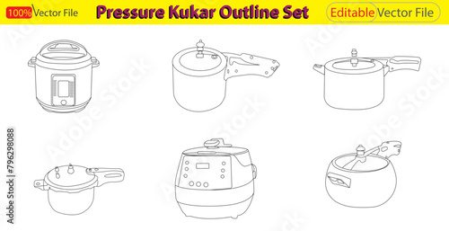 Pressure cooker vector design and illustration. Simple vector design. Pressure cooker line icon. linear style sign for mobile concept.  Pressure cooker icon set. Pressure cooker outline vector. 