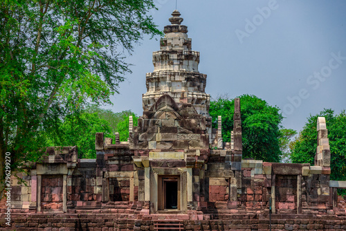Background of important historical tourist attractions Prasat Hin Phanom Wan in the Nakhon Ratchasima area. Thailand is Historical A landmark that tourists always stop by to admire its beauty. photo