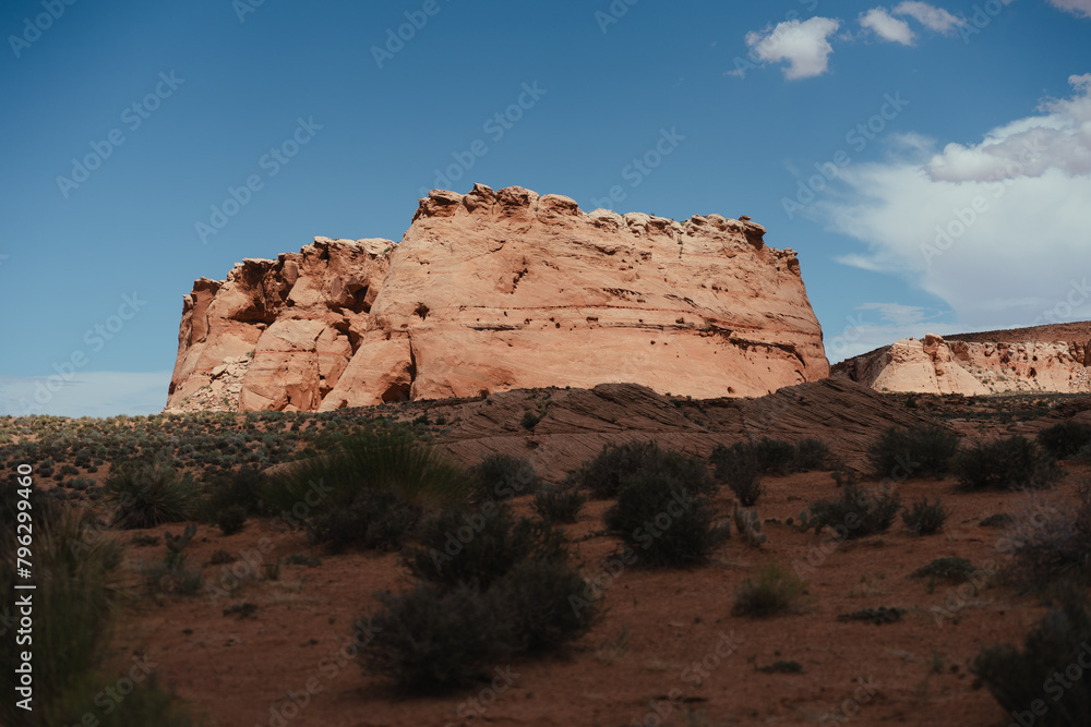Typical landscapes of the Arizona desert, near the Antelope Canyon and the town of Page