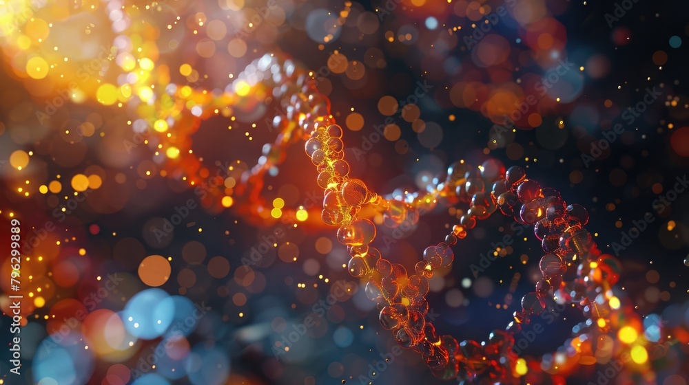 Pink-blue double strand of dna strands on a black background with neon glow.The concept of science and technology. Technology and research. Pink-blue double strand of dna strands on a black background with neon glow.The concept of science and technology. Technology and research.