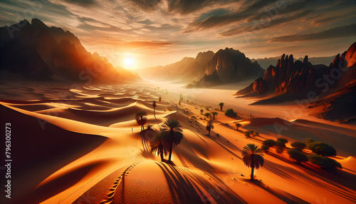 Vast Desert Landscape: A Tranquil View for Relaxation and Exploration in the Photo Stock Concept