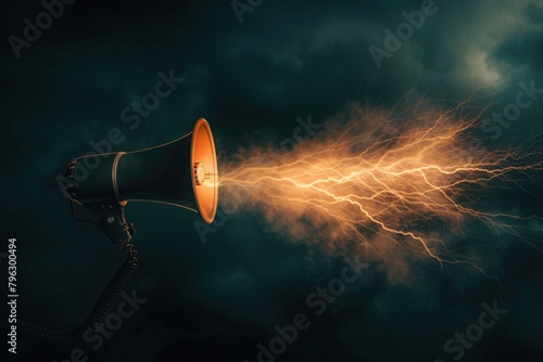 A powerful megaphone with lightning shooting out of it. Perfect for conveying urgent messages