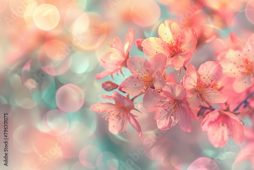 Beautiful pink cherry blossoms background © wanna