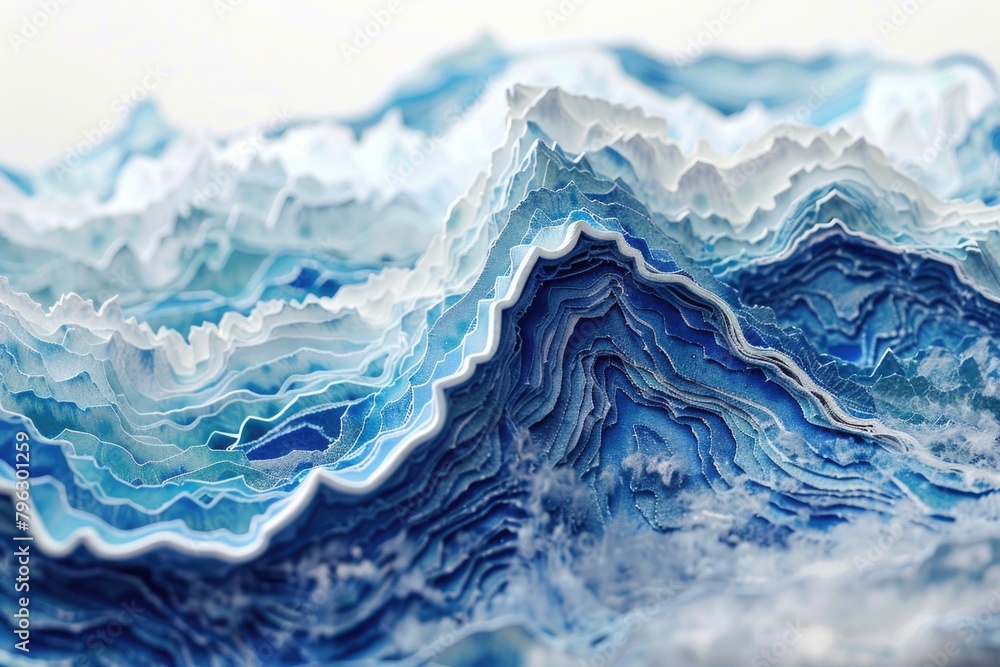Detailed view of a paper wave sculpture, perfect for design projects Detailed view of a paper wave sculpture, perfect for design projects