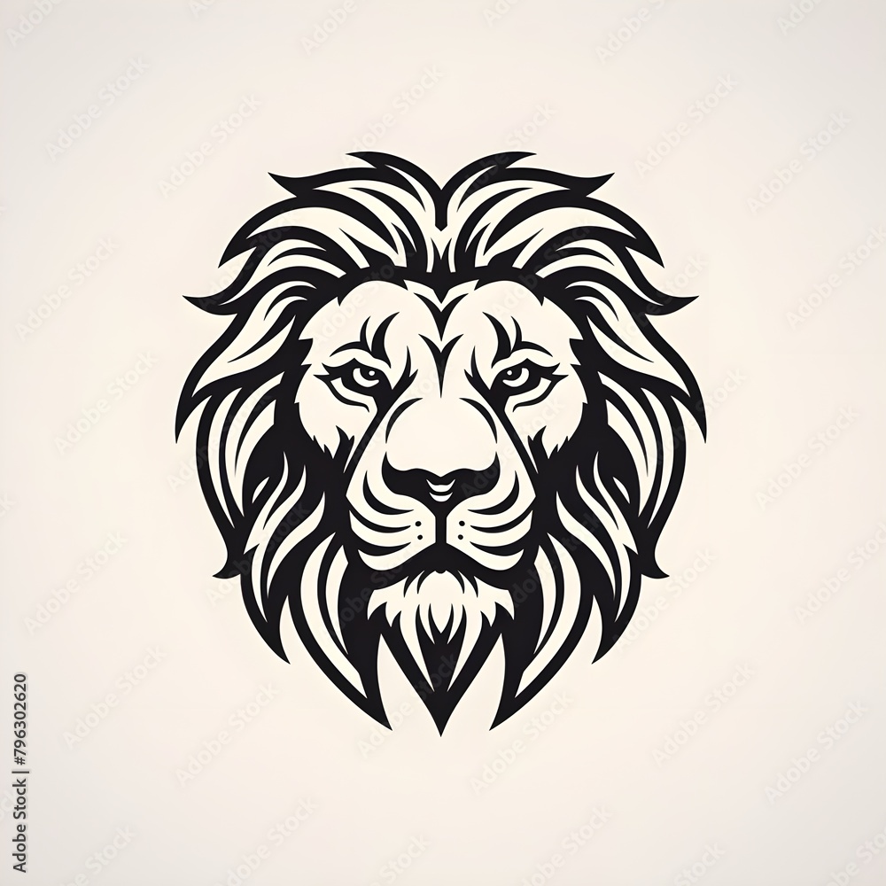 Lion head illustration logo, Generative AI