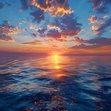 Sunset in the sea with different colors and colors of the sunrise