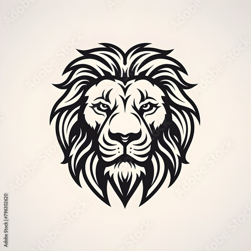 Lion head illustration logo, Generative AI