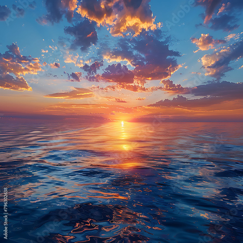 Sunset in the sea with different colors and colors of the sunrise