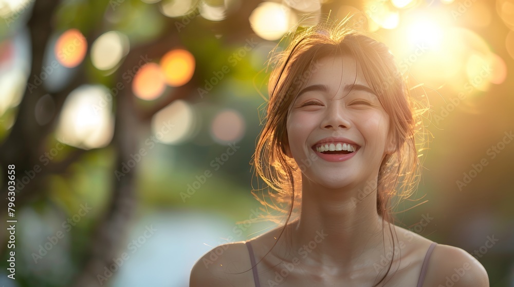 pretty asian woman in mauythai laughing joyfully. pretty asian woman in mauythai laughing joyfully.