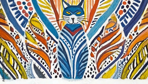 Art painted cat. Wall art card