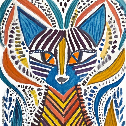 Art painted cat. Art card