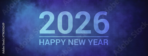 2026 Happy new isolated on fabric blue banner background abstract