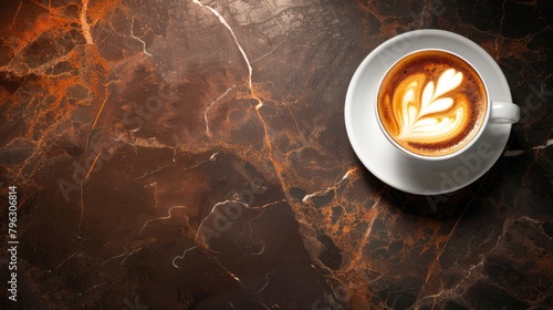 Latte art in a coffee cup, perfect for cafe culture and food blogs