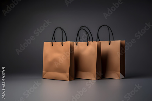 Cardboard bags on gray background