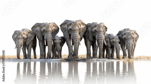 A group of elephants standing in a body of water